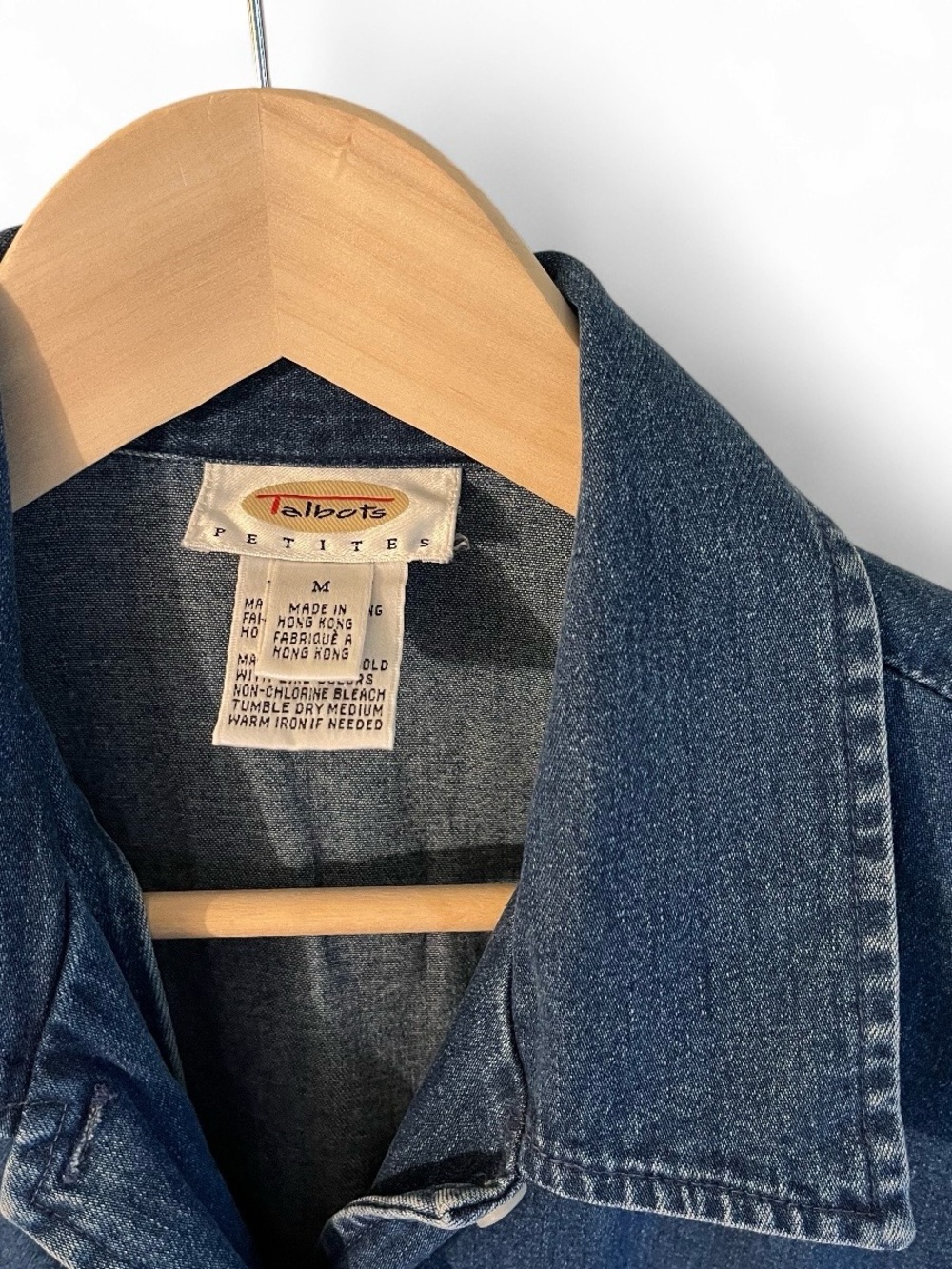 Vintage Talbots Petite Indigo Denim Shirt - Picture 3 of 7